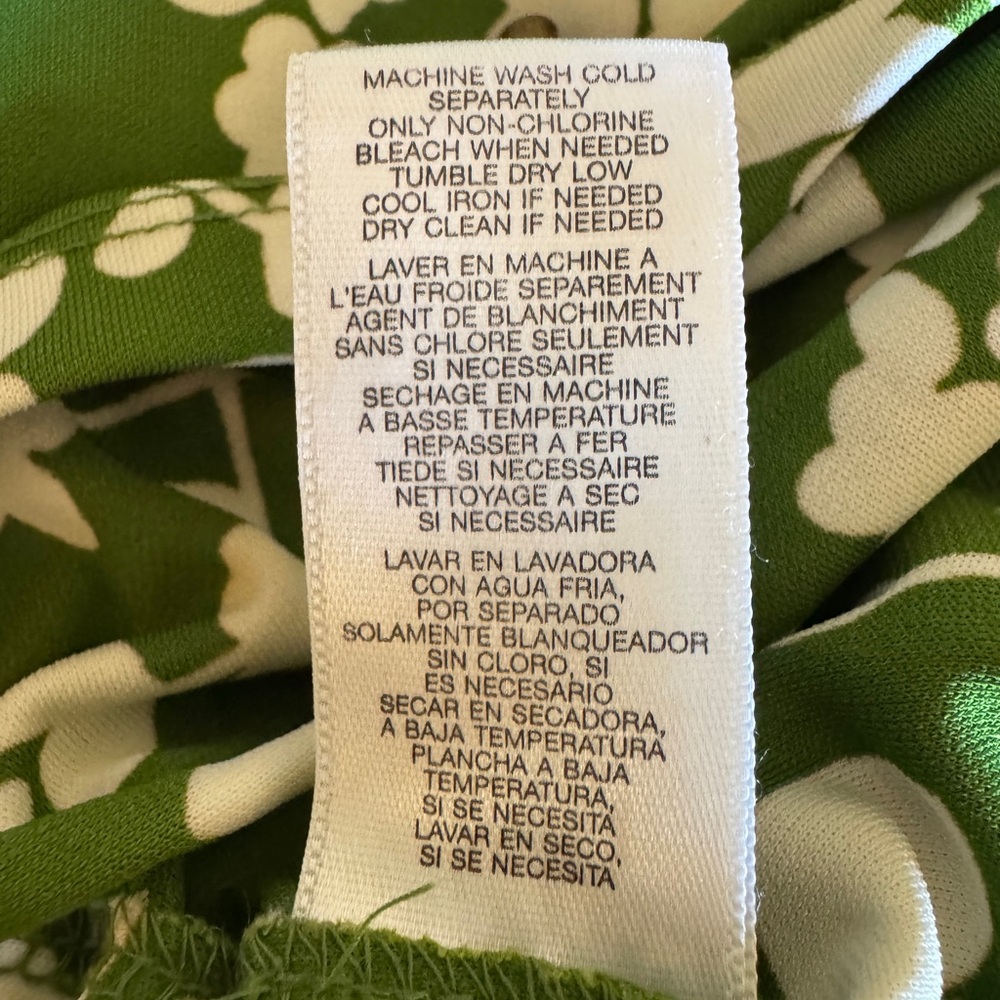 Michael Kors Top Sleeveless Kelly Green White Floral Side pull Scrunch Fitted M - Picture 10 of 11
